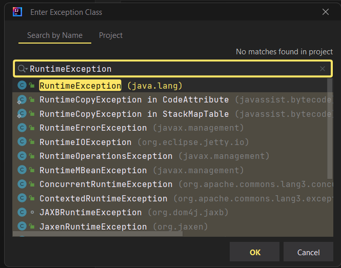 Runtime Exception Breakpoint